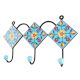 Turquoise Floral Ceramic Tile Hook